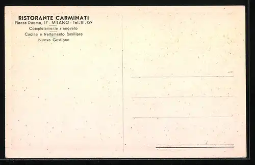 AK Milano, Ristorante Carminati, Piazza Duomo 17, Innenansicht