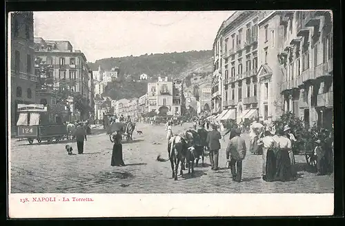 AK Napoli, La Torretta, Pferdebahn