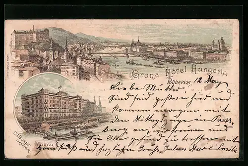 Lithographie Budapest, Grand Hotel Hungaria