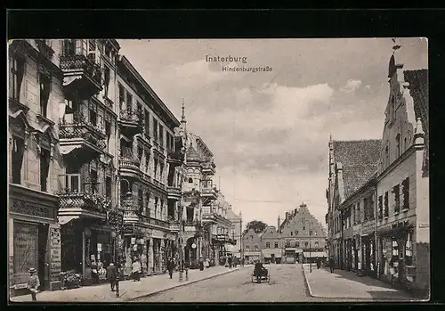 AK Insterburg, Partie in der Hindenburgstrasse