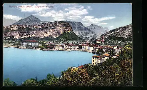 AK Torbole, Blick über die Ortschaft mit dem Gardasee