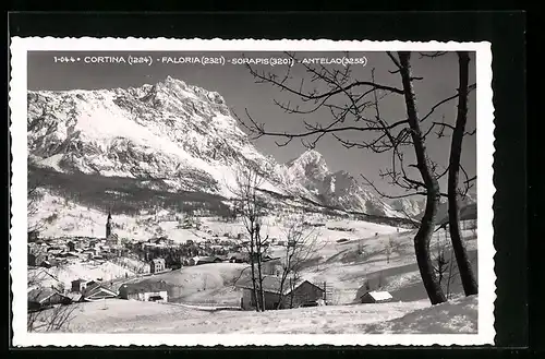 AK Cortina, Ortsansicht in idyllischer Schneelandschaft