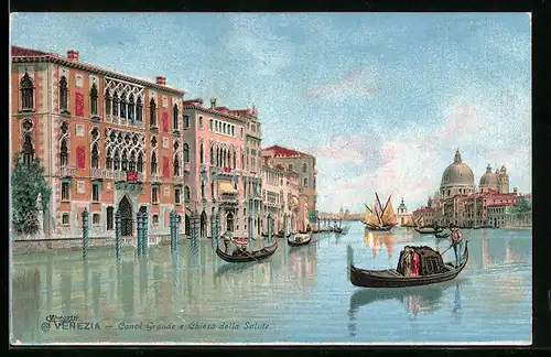 Künstler-AK Venezia, Canal Grande e Chiesa della Salute