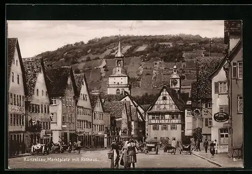 AK Künzelsau, Marktplatz mit Rathaus