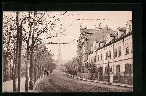 AK Freiberg, Hornstrasse mit Jacobikirche