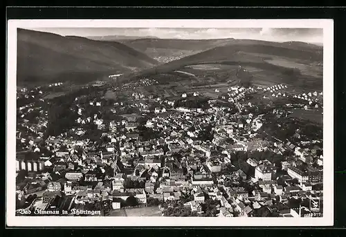 AK Bad Ilmenau in Thüringen, Ortsansicht aus der Vogelschau