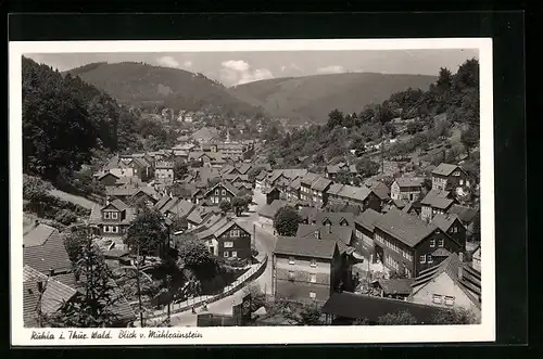 AK Ruhla i. Thür. Wald, Blick v. Mühlrainstein auf den Ort mit Strassenpartie