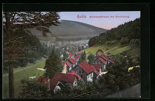 AK Ruhla, Watzdorfstrasse mit Breitenberg