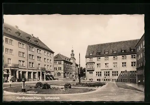 AK Nordhausen /Harz, Lutherplatz mit Kreissparkasse