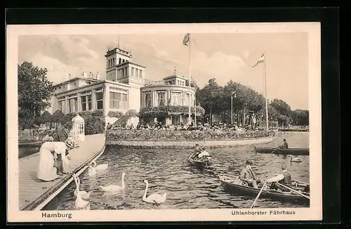 AK Hamburg, Gasthaus Uhlenhorster Fährhaus mit Booten