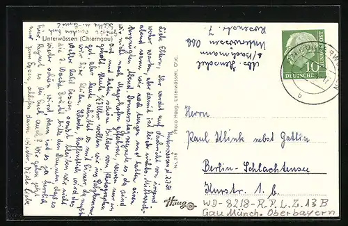 AK Unterwössen /Chiemgau, Strassenpartie mit Gasthof zur Post