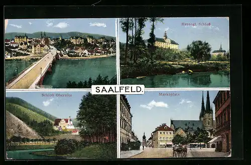 AK Saalfeld, Herzogliches Schloss, Schloss Obernitz, Marktplatz