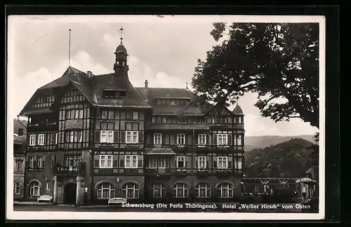 AK Schwarzburg /Thüringen, Hotel Weisser Hirsch vom Osten