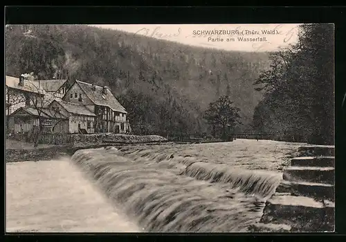 AK Schwarzburg i. Thür. Wald, Partie am Wasserfall