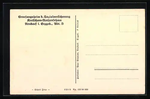 AK Neudorf i. Erzgeb., Genesungsheim d. Solzialversicherung Retscham-Rotensehma