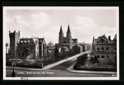 AK Landau, Partie aus dem südl. Stadtteil