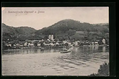 AK Obernzell a. Donau, Ortsansicht, Dampfer