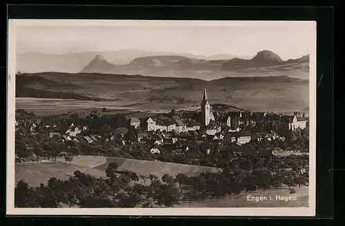AK Engen, Ortspanorama mit Kirche