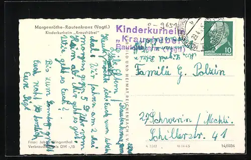 AK Morgenröthe-Rautenkranz (Vogtl.), Kinderkurheim Kraushübel