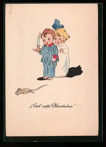 AK Das erste Abenteuer, Kleines Paar fürchtet sich vor einer Maus