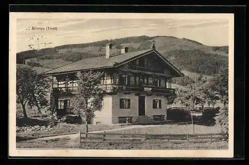 AK Ellmau, Ortspartie mit Gasthof