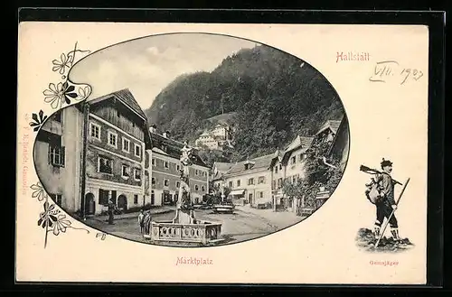 AK Hallstatt, Marktplatz, Gemsjäger