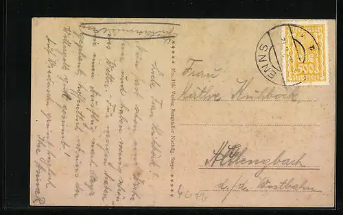 AK Enns, Wienerstrasse, Blick zum Rathaus