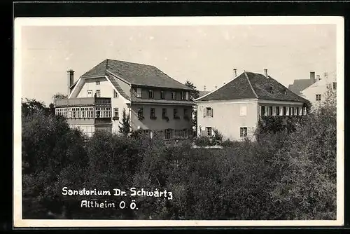AK Altheim, Sanatorium Dr. Schwartz mit Bäumen