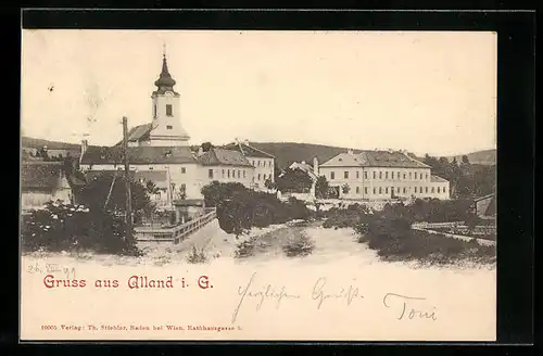 AK Alland i. G., Ortspartie mit Kirche