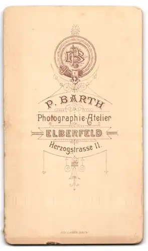 Fotografie P. Barth, Elberfeld, Herzogstr. 11, Junge Dame im bestickten Kleid