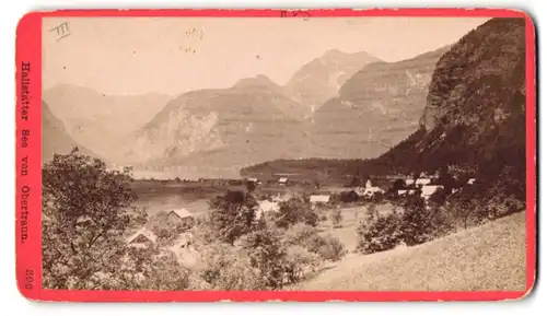 Fotografie Baldi & Würthle, Salzburg, Ansicht Hallstatt, Ortspartie mit Hallstatter See von Obertraun gesehen