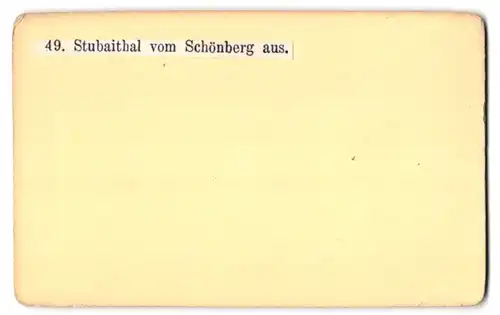 Fotografie Fr. Untersberger, Innsbruck, Ansicht Schönberg im Stubaital, Blick in das Tal vom Schönberg aus