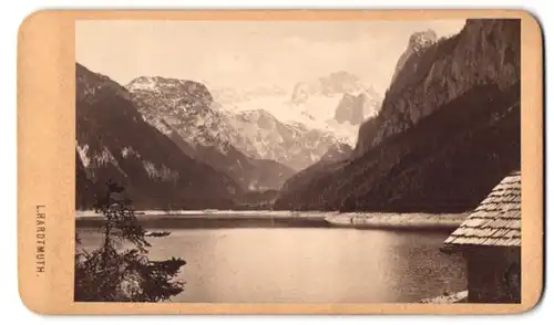 Fotografie L. Hardtmuth, Ischl, Ansicht Gosau, Blick auf den Gosau See mit dem Dachstein