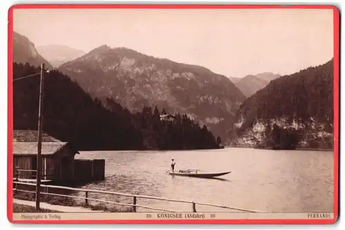 Fotografie Fernande, Wien, Ansicht Königsee, Ruderboot bei der Abfahrt vom Bootshaus