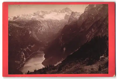 Fotografie unbekannter Fotograf, Ansicht Gosau / Salzach, Blick von der Zwieselalpe nach dem Dachstein