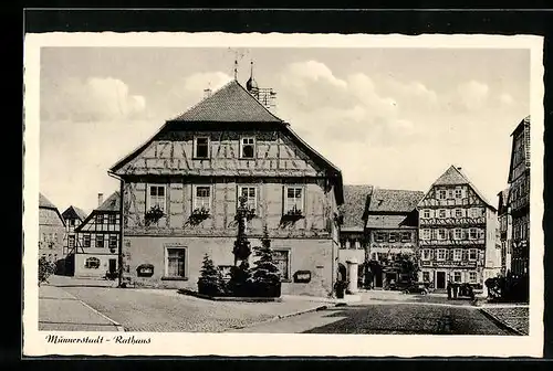 AK Münnerstadt, Strassenpartie mit Rathaus und bayrischer Hof