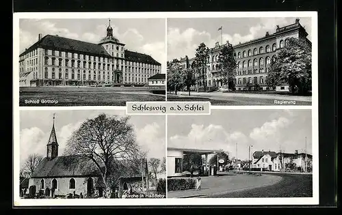 AK Schleswig a. d. Schlei, Schloss Gottorp, Regierungsgebäude, Kirche in Haddeby