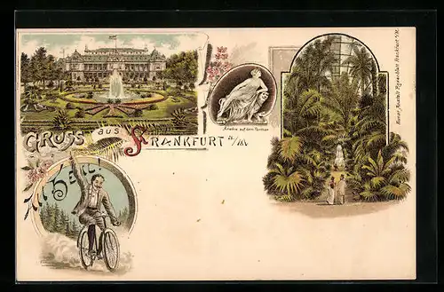 Lithographie Frankfurt-Ostend, Ariadne auf dem Panther, All Heil!, Schloss