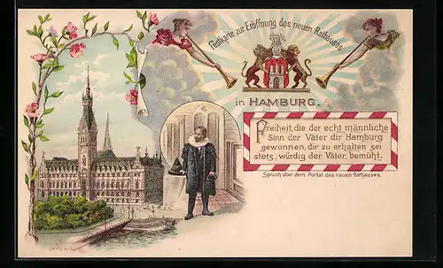 Lithographie Hamburg, Eröffnung des neuen Rathauses