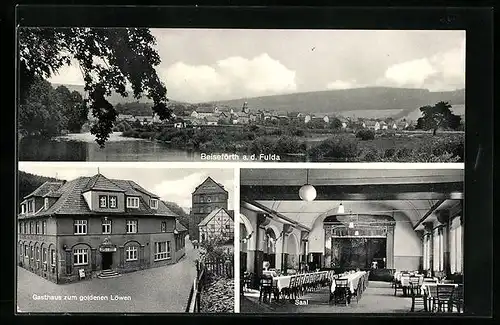 AK Beiseförth a.d. Fulda, Gasthaus zum goldenen Löwen, Gesamtansicht