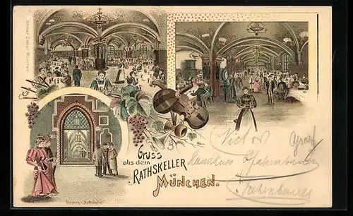 Lithographie München, Rathskeller mit Eingang