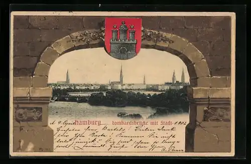 AK Hamburg-Neustadt, Lombardsbrücke mit Stadt