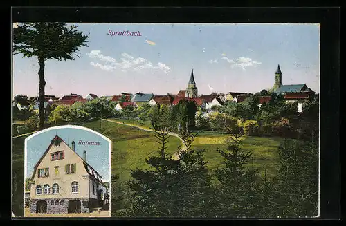AK Spraitbach, Rathaus, Ortsansicht