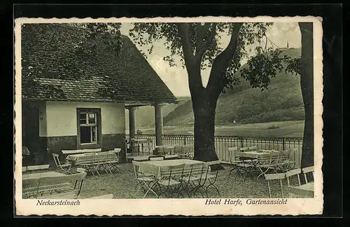 AK Neckarsteinach, Hotel Harfe, Gartenansicht