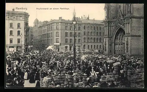 AK Hamburg, Hopfenmarkt an einem Markttag