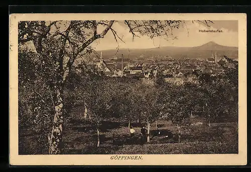 AK Göppingen, Ortsansicht mit Hohenstaufen