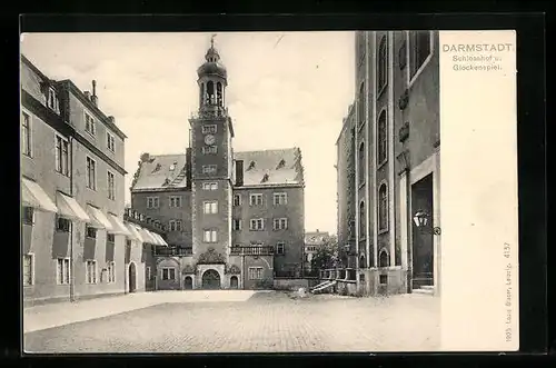 AK Darmstadt, Schlosshof u. Glockenspiel