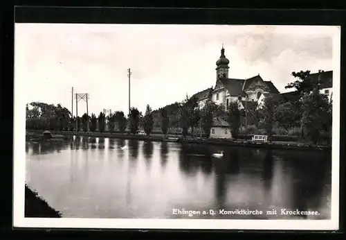 AK Ehingen a. D., Konviktkirche mit Krockensee