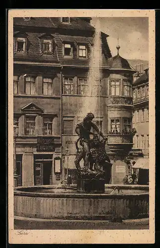 AK Gera /Reuss, der Simsonbrunnen