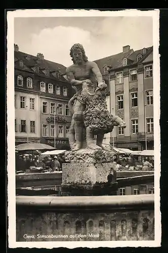 AK Gera, Simsonbrunnen auf dem Markt